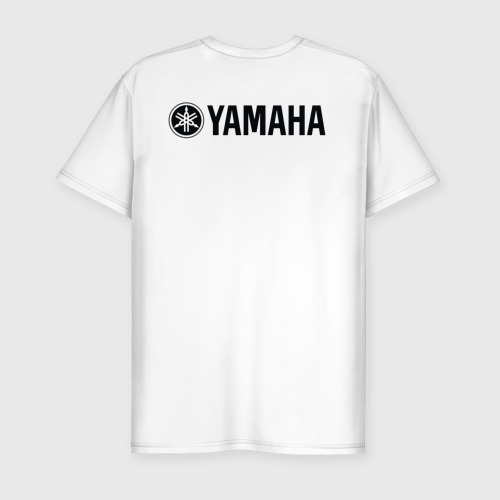 Мужская футболка хлопок Slim Ямаха лого Yamaha logo +спина, цвет белый - фото 2