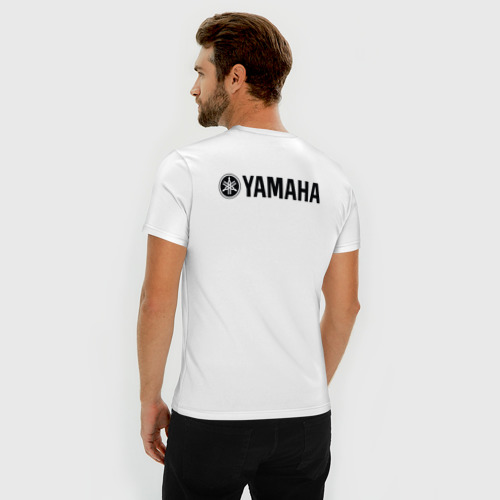 Мужская футболка хлопок Slim Ямаха лого Yamaha logo +спина, цвет белый - фото 4