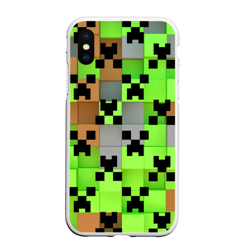 Чехол для iPhone XS Max матовый Minecraft, цвет белый