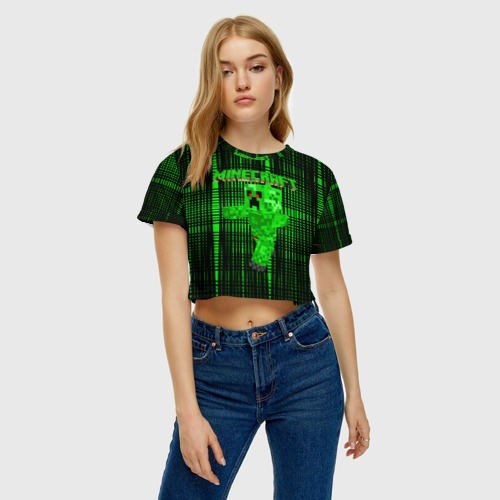 Женская футболка Crop-top 3D Minecraft., цвет 3D печать - фото 3