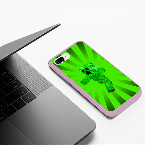 Чехол для iPhone 7Plus/8 Plus матовый Minecraft., цвет розовый - фото 5