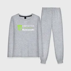 Женская пижама с лонгсливом хлопок Kawasaki Кавасаки Монстер энерджи