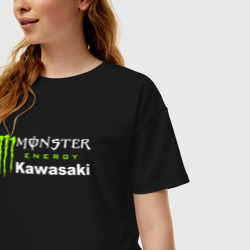 Женская футболка хлопок Oversize Kawasaki Кавасаки Монстер энерджи - фото 2