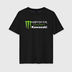 Женская футболка хлопок Oversize Kawasaki Кавасаки Монстер энерджи