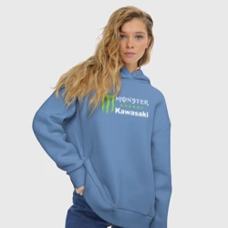 Женское худи Oversize хлопок Kawasaki Кавасаки Монстер энерджи - фото 2