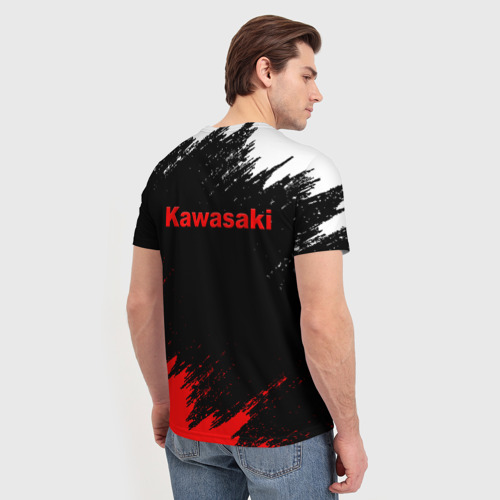 Мужская футболка 3D Kawasaki logo Кавасаки лого +спина, цвет 3D печать - фото 4