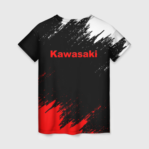 Женская футболка 3D Kawasaki logo Кавасаки лого +спина, цвет 3D печать - фото 2