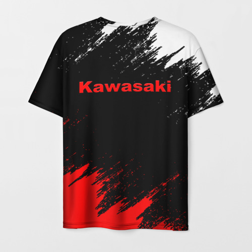 Мужская футболка 3D Kawasaki logo Кавасаки лого +спина, цвет 3D печать - фото 2