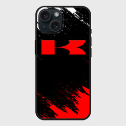 Чехол силиконовый для Apple iPhone 15 матовый Kawasaki logo Кавасаки лого +спина