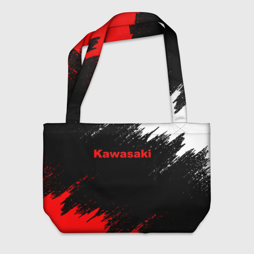 Пляжная сумка 3D Kawasaki logo Кавасаки лого +спина - фото 2