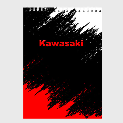 Скетчбук Kawasaki logo Кавасаки лого +спина, цвет белый - фото 2