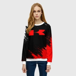 Женский свитшот 3D Kawasaki logo Кавасаки лого +спина - фото 2