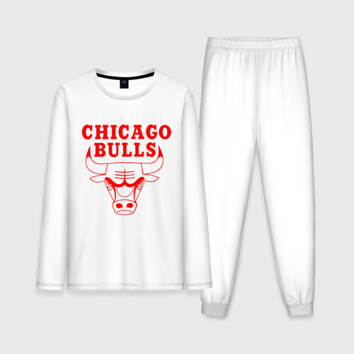 Мужская пижама с лонгсливом хлопок Chicago Bulls, цвет белый