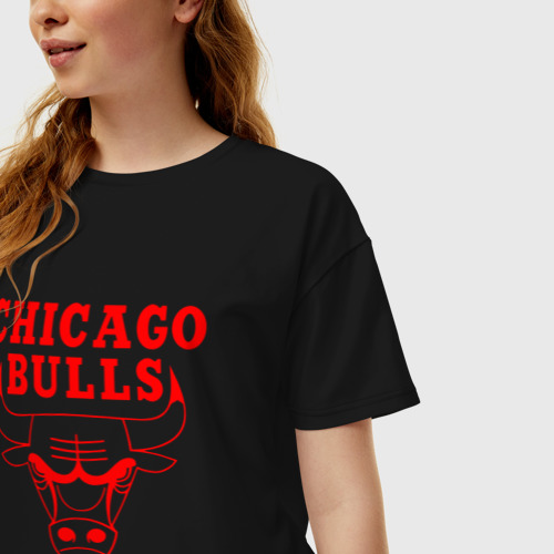 Женская футболка хлопок Oversize Chicago Bulls, цвет черный - фото 3