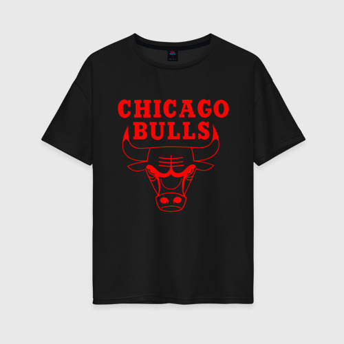 Женская футболка хлопок Oversize Chicago Bulls, цвет черный