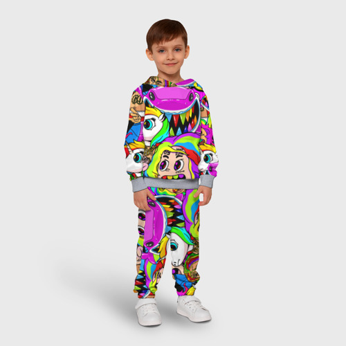 Детский костюм с толстовкой 3D 6ix9ine, цвет меланж - фото 3