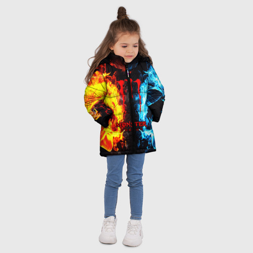 Зимняя куртка для девочек 3D Monster energy, цвет черный - фото 5