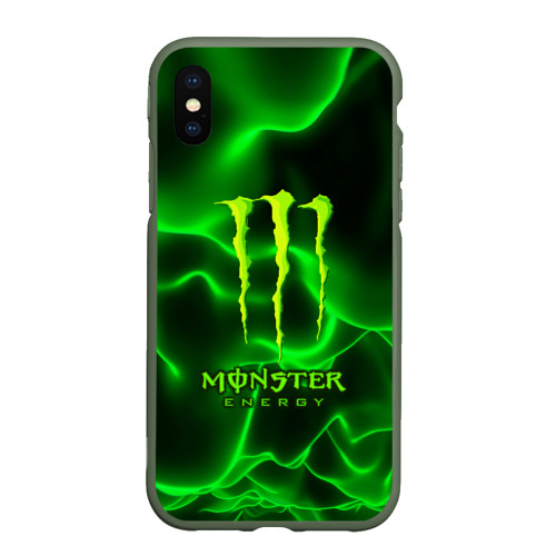 Чехол для iPhone XS Max матовый MONSTER ENERGY, цвет темно-зеленый