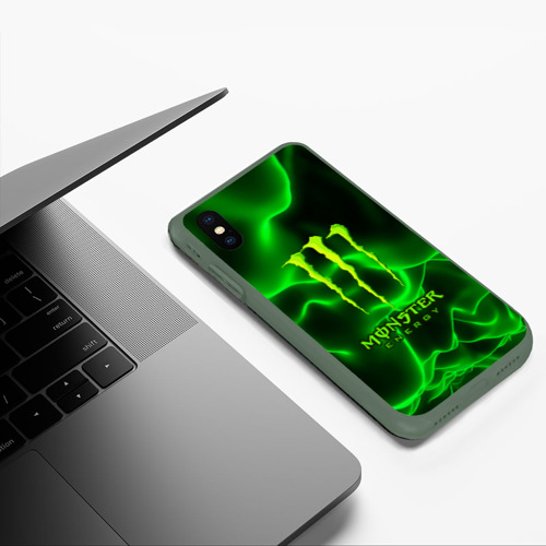 Чехол для iPhone XS Max матовый MONSTER ENERGY, цвет темно-зеленый - фото 5