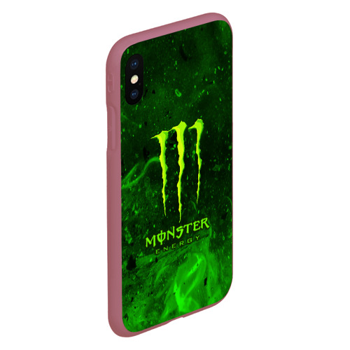 Чехол для iPhone XS Max матовый Monster energy, цвет малиновый - фото 3