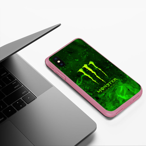 Чехол для iPhone XS Max матовый Monster energy, цвет малиновый - фото 5