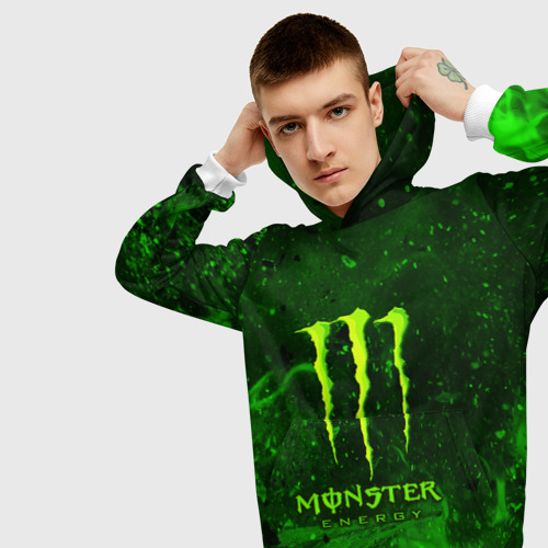 Мужская толстовка 3D Monster energy, цвет белый - фото 5