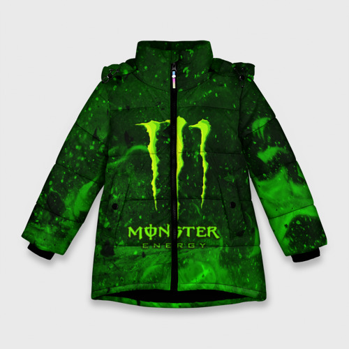 Зимняя куртка для девочек 3D Monster energy, цвет черный