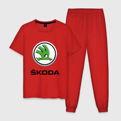 Мужская пижама хлопок Skoda, цвет красный