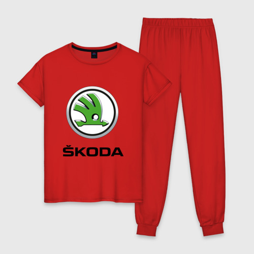 Женская пижама хлопок Skoda, цвет красный