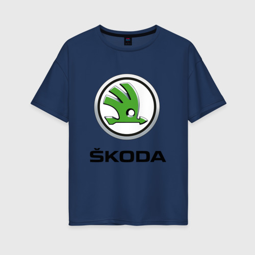 Женская футболка хлопок Oversize с принтом Skoda, вид спереди #2