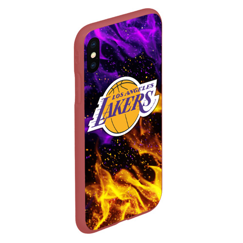 Чехол для iPhone XS Max матовый LA Lakers, цвет красный - фото 3