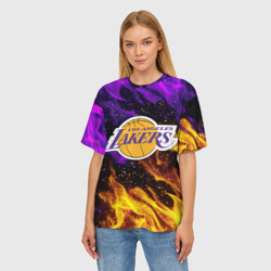 Женская футболка oversize 3D LA Lakers - фото 2