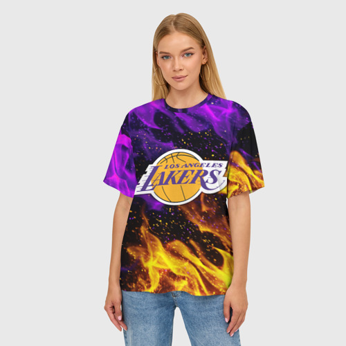 Женская футболка oversize 3D LA Lakers, цвет 3D печать - фото 3