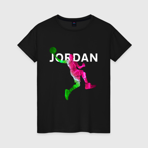 Женская футболка хлопок с принтом Michael Jordan, вид спереди #2