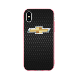 Чехол для iPhone X матовый Chevrolet Carbon Шевроле Карбон