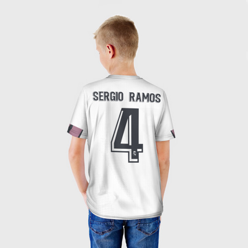 Детская футболка 3D с принтом Ramos home 20-21, вид сзади #2