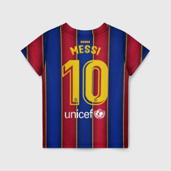 Футболка с принтом Messi home 20-21 для ребенка, вид сзади №1. Цвет основы: белый