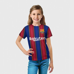 Футболка с принтом Messi home 20-21 для ребенка, вид на модели спереди №3. Цвет основы: белый