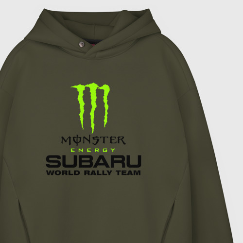 Мужское худи Oversize хлопок Monster energy, цвет хаки - фото 4