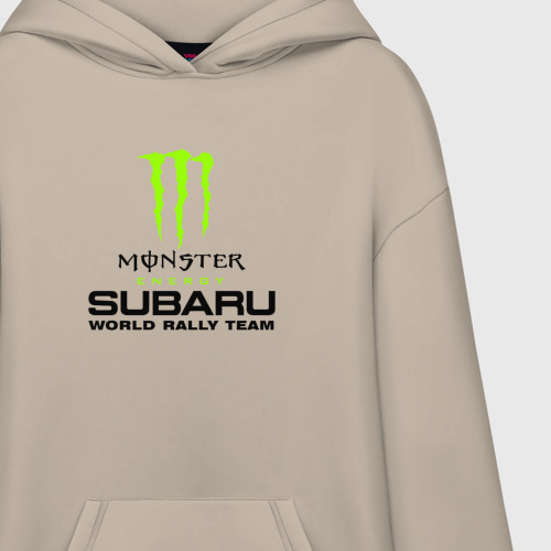 Худи SuperOversize хлопок Monster energy, цвет миндальный - фото 3