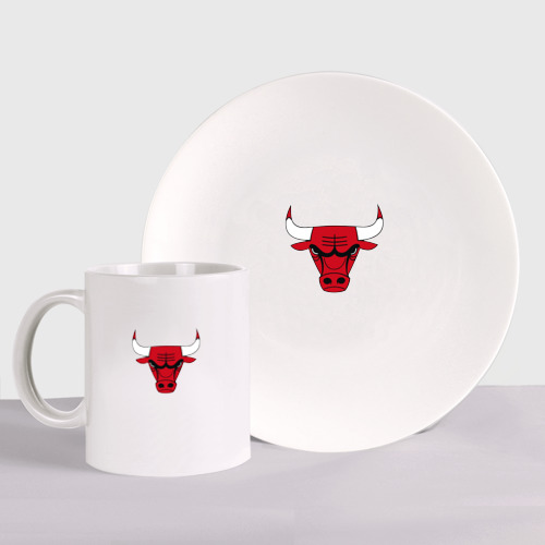 Набор: тарелка + кружка Chicago bulls лого