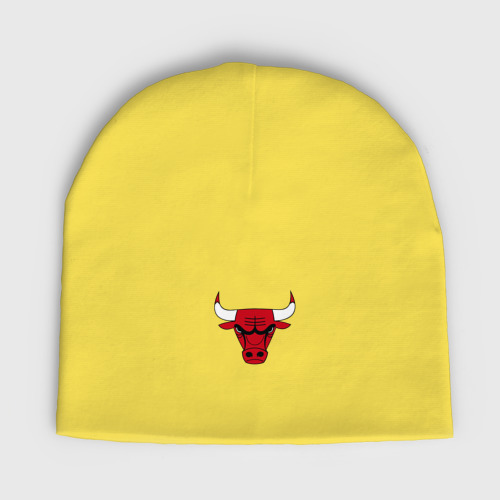 Детская шапка демисезонная с принтом Chicago bulls лого, вид спереди №1