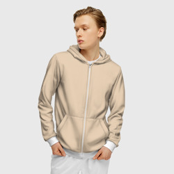 Мужская толстовка 3D на молнии Бежевая - фото 2