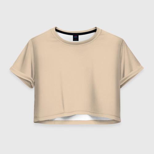 Женская футболка Crop-top 3D Бежевая, цвет 3D печать