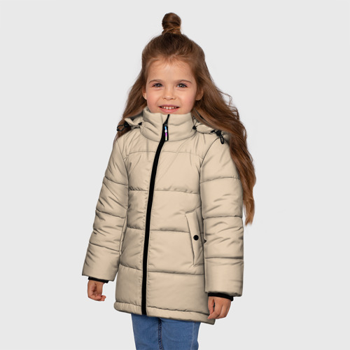 Зимняя куртка для девочек 3D Бежевая, цвет черный - фото 3