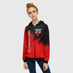 Женская толстовка 3D на молнии Chicago bulls Чикаго буллс - фото 2