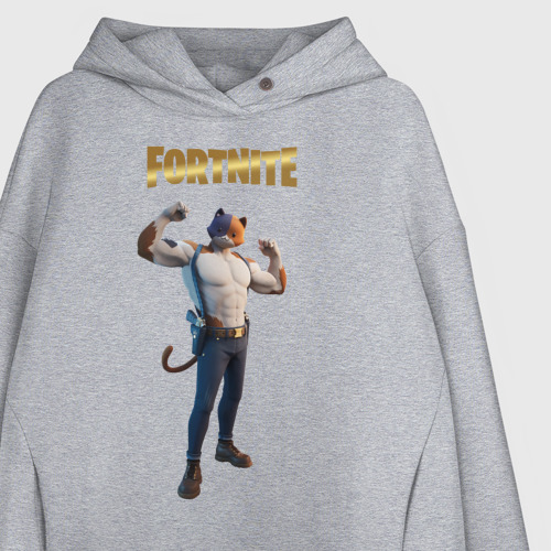 Женское худи Oversize хлопок Meowcles Fortnite 2, цвет меланж - фото 3