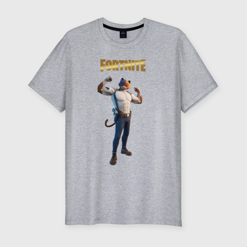 Мужская футболка хлопок Slim с принтом Meowcles Fortnite 2, вид спереди #2