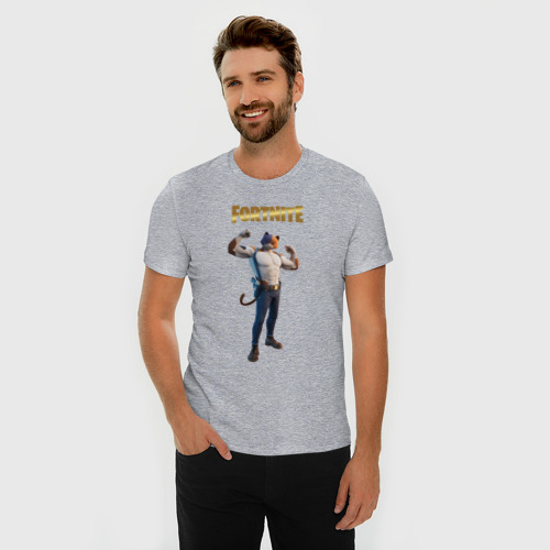 Мужская футболка хлопок Slim с принтом Meowcles Fortnite 2, фото на моделе #1