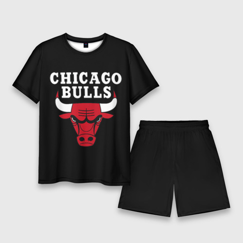 Мужской костюм с шортами с принтом Chicago bulls Чикаго буллс, вид спереди №1